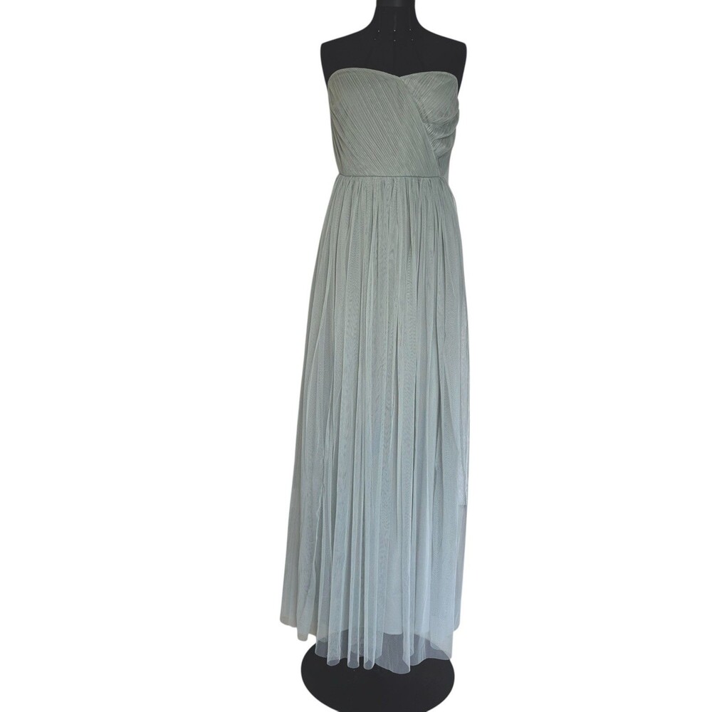 Anaya With Love Strapless Green Floor Length Tulle Gown US Size 10